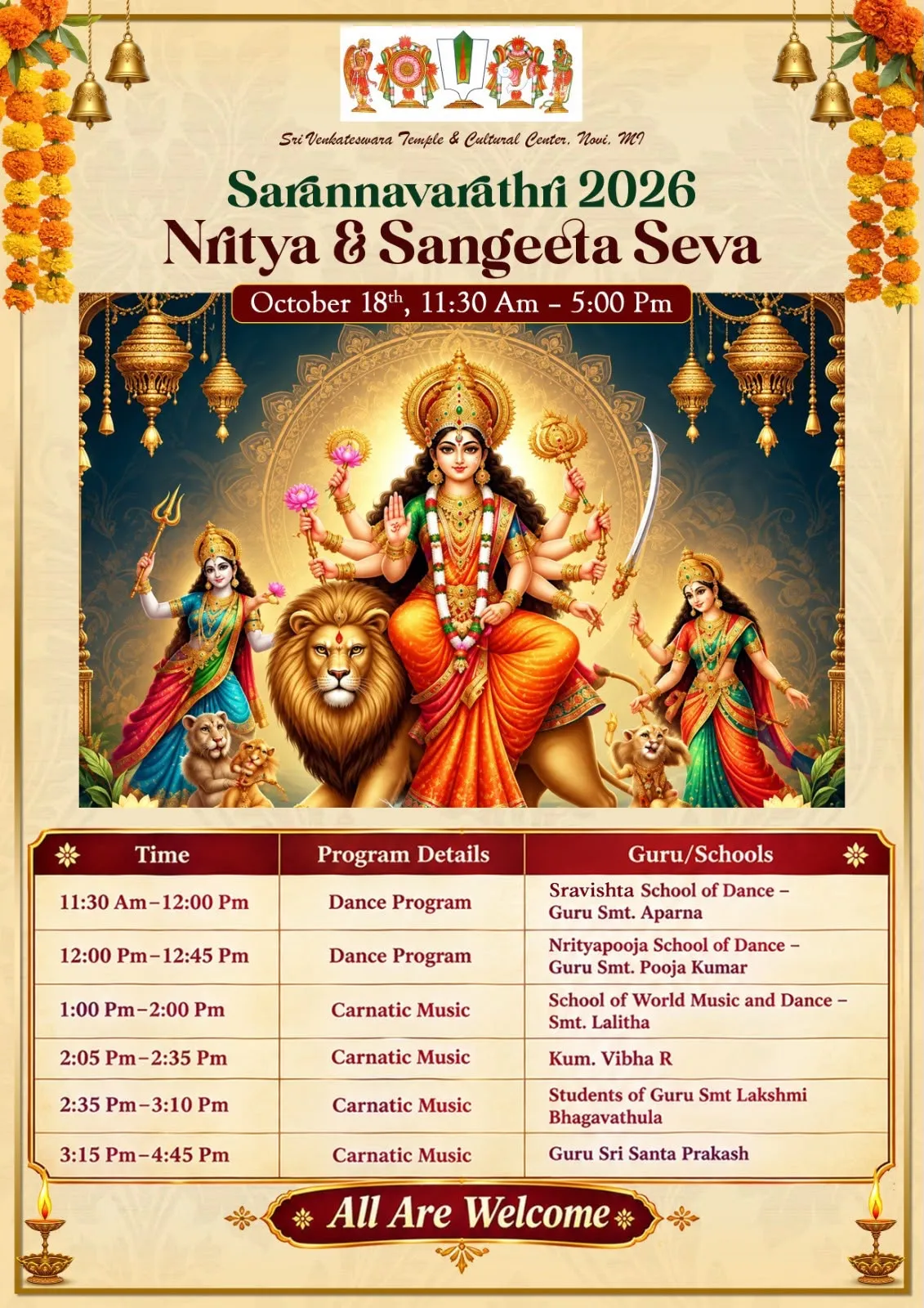 Sarannavarathri 2026 – Nritya & Sangeeta Seva